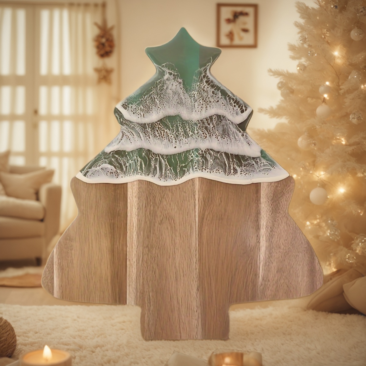 resin cutting board, epoxy resin cutting board, handmade resin cutting board, resin wood cutting board, unique resin cutting board, artisanal resin cutting board, Christmas cutting board, wooden Christmas cutting board, funny Christmas cutting board