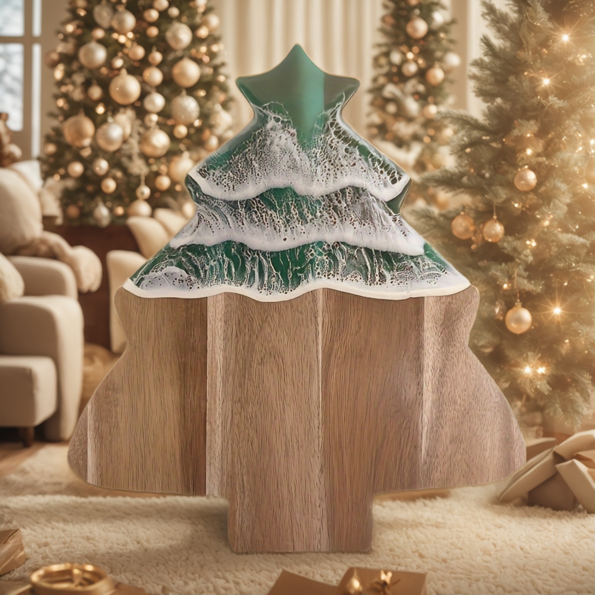 resin cutting board, epoxy resin cutting board, handmade resin cutting board, resin wood cutting board, unique resin cutting board, artisanal resin cutting board, Christmas cutting board, wooden Christmas cutting board, funny Christmas cutting board