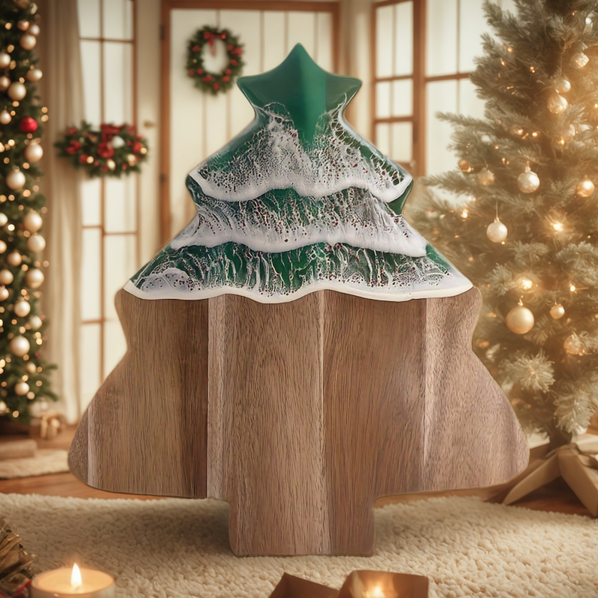 resin cutting board, epoxy resin cutting board, handmade resin cutting board, resin wood cutting board, unique resin cutting board, artisanal resin cutting board, Christmas cutting board, wooden Christmas cutting board, funny Christmas cutting board