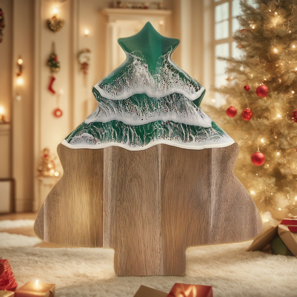 resin cutting board, epoxy resin cutting board, handmade resin cutting board, resin wood cutting board, unique resin cutting board, artisanal resin cutting board, Christmas cutting board, wooden Christmas cutting board, funny Christmas cutting board