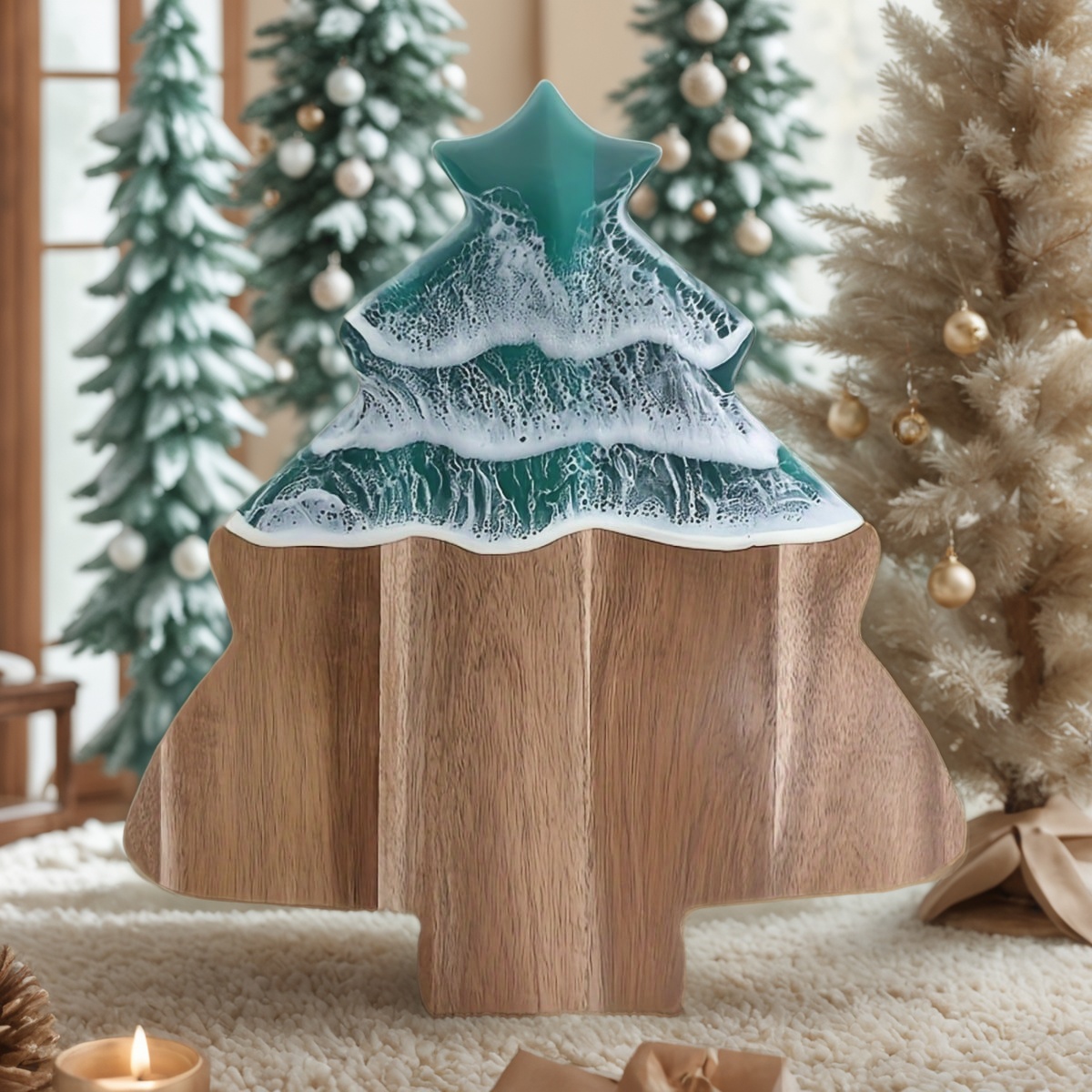 resin cutting board, epoxy resin cutting board, handmade resin cutting board, resin wood cutting board, unique resin cutting board, artisanal resin cutting board, Christmas cutting board, wooden Christmas cutting board, funny Christmas cutting board