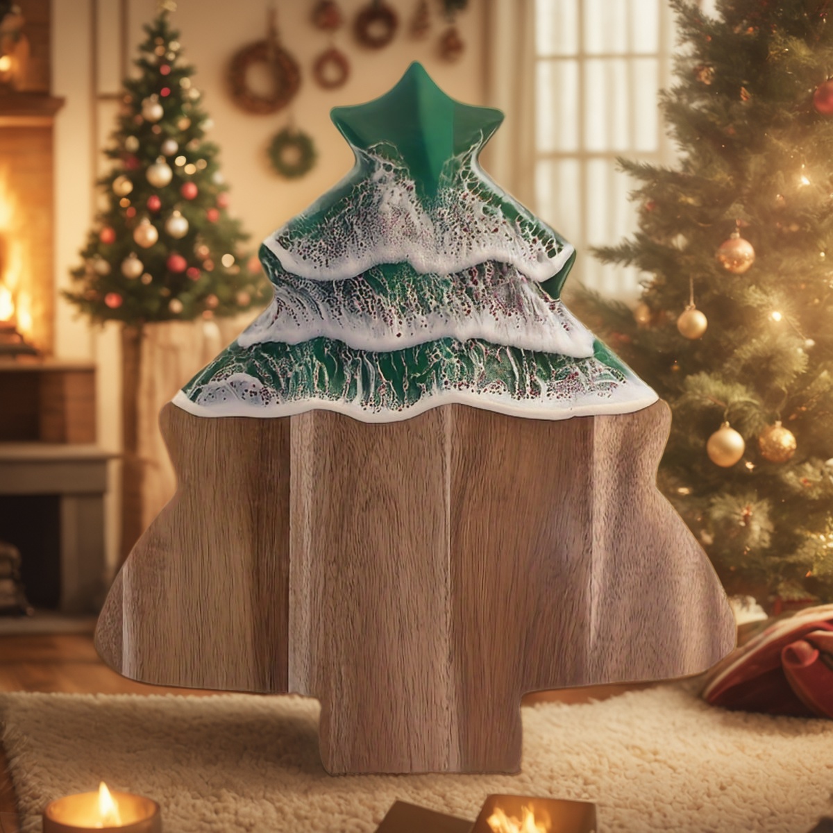 resin cutting board, epoxy resin cutting board, handmade resin cutting board, resin wood cutting board, unique resin cutting board, artisanal resin cutting board, Christmas cutting board, wooden Christmas cutting board, funny Christmas cutting board