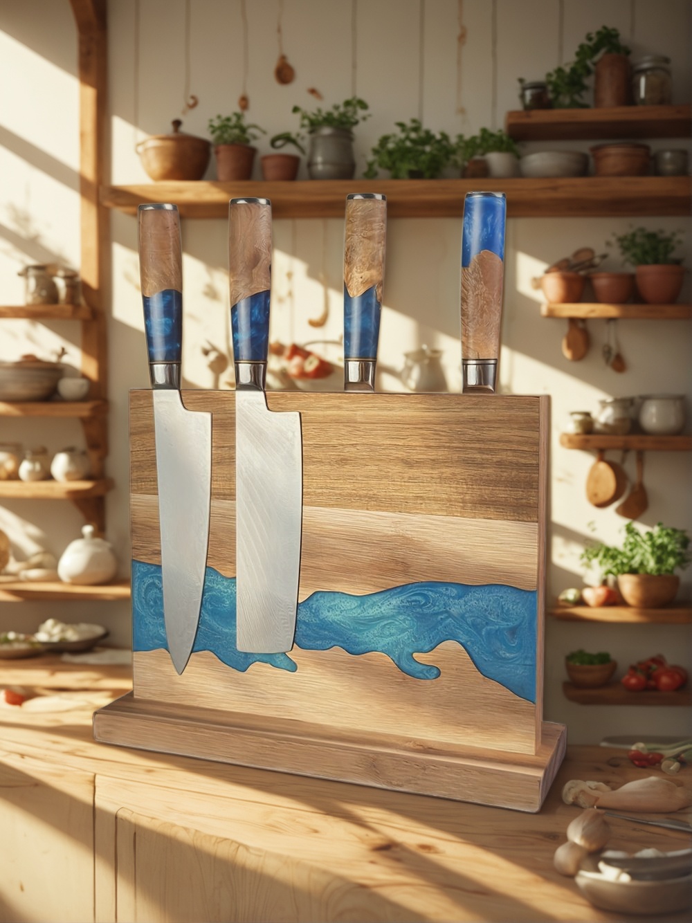 Magnetic Knife Block, Kitchen Knife Storage, Magnetic Knife Holder, Knife Block Stand, Magnetic Knife Rack, Magnetic Knife Organizer, Wooden Magnetic Knife Block