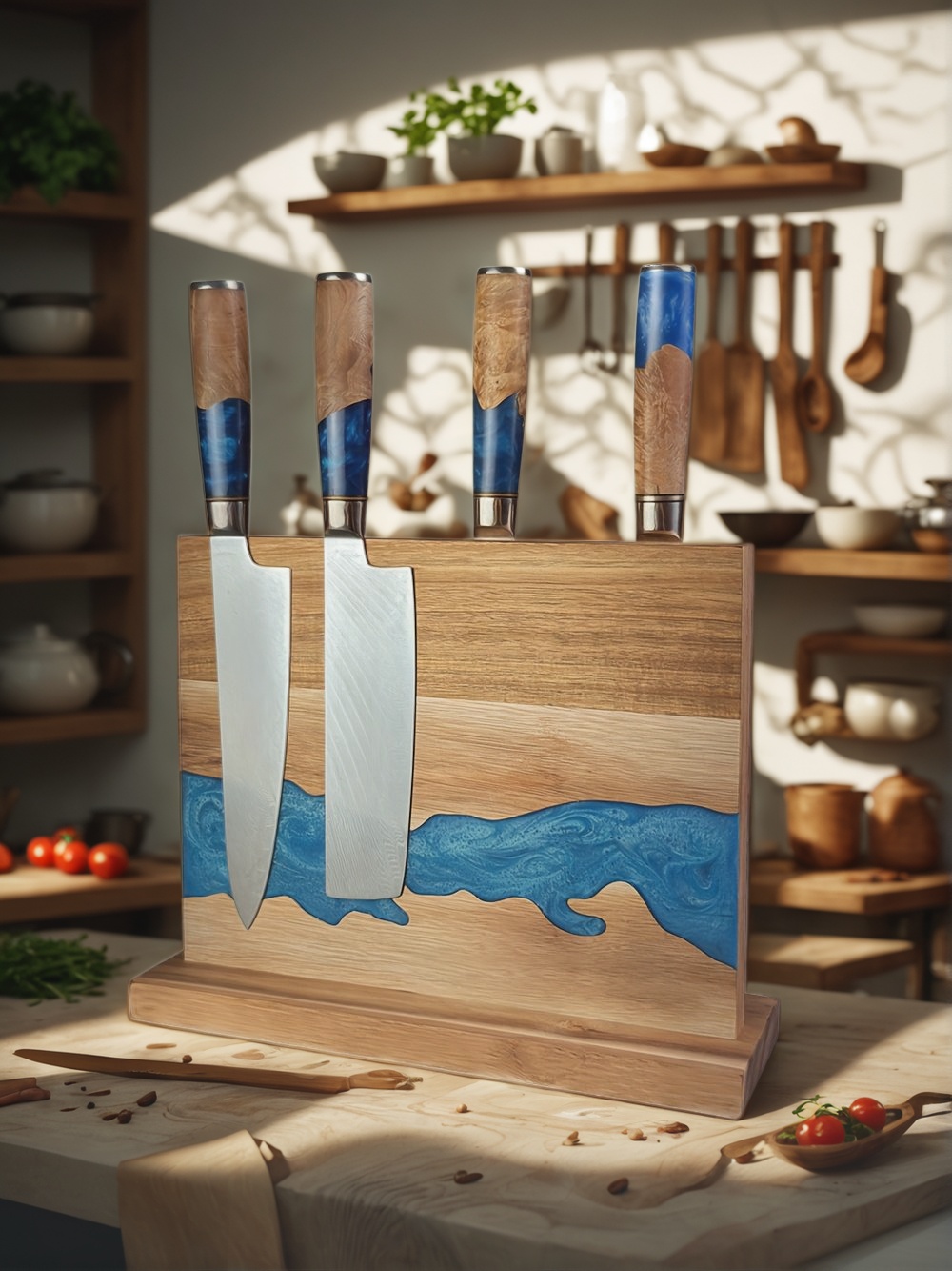 Magnetic Knife Block, Kitchen Knife Storage, Magnetic Knife Holder, Knife Block Stand, Magnetic Knife Rack, Magnetic Knife Organizer, Wooden Magnetic Knife Block