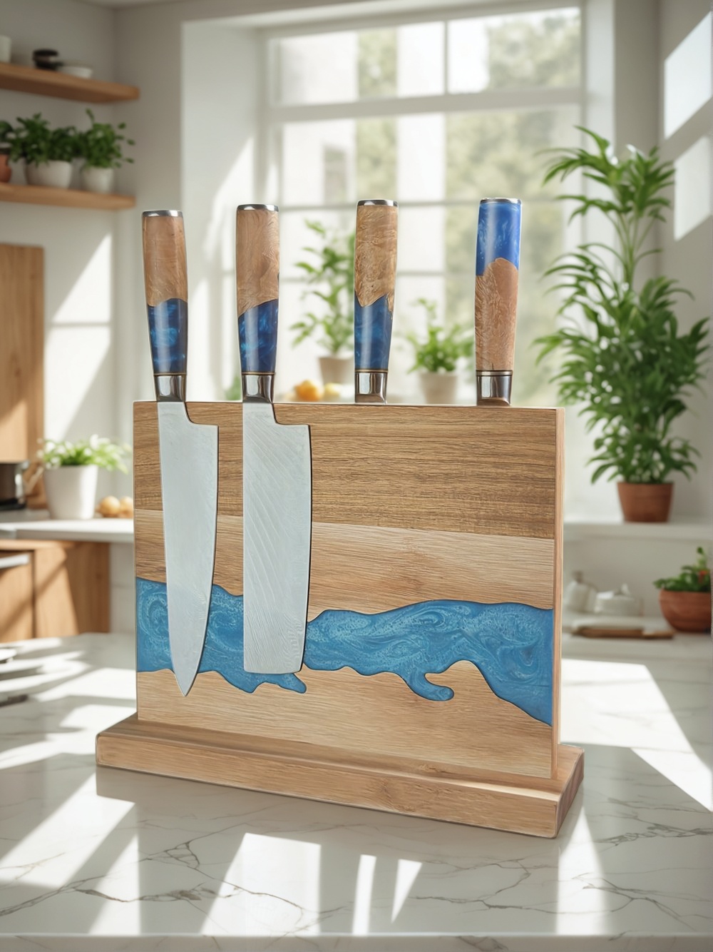 Magnetic Knife Block, Kitchen Knife Storage, Magnetic Knife Holder, Knife Block Stand, Magnetic Knife Rack, Magnetic Knife Organizer, Wooden Magnetic Knife Block