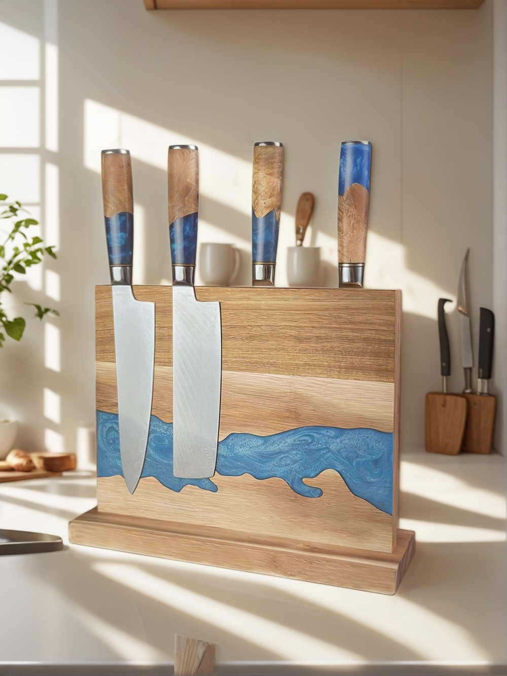 Magnetic Knife Block, Kitchen Knife Storage, Magnetic Knife Holder, Knife Block Stand, Magnetic Knife Rack, Magnetic Knife Organizer, Wooden Magnetic Knife Block