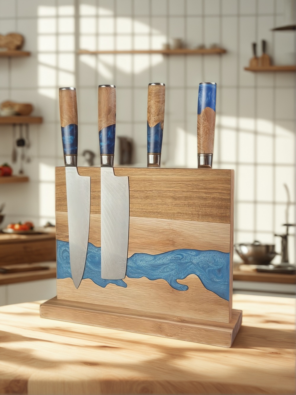 Magnetic Knife Block, Kitchen Knife Storage, Magnetic Knife Holder, Knife Block Stand, Magnetic Knife Rack, Magnetic Knife Organizer, Wooden Magnetic Knife Block