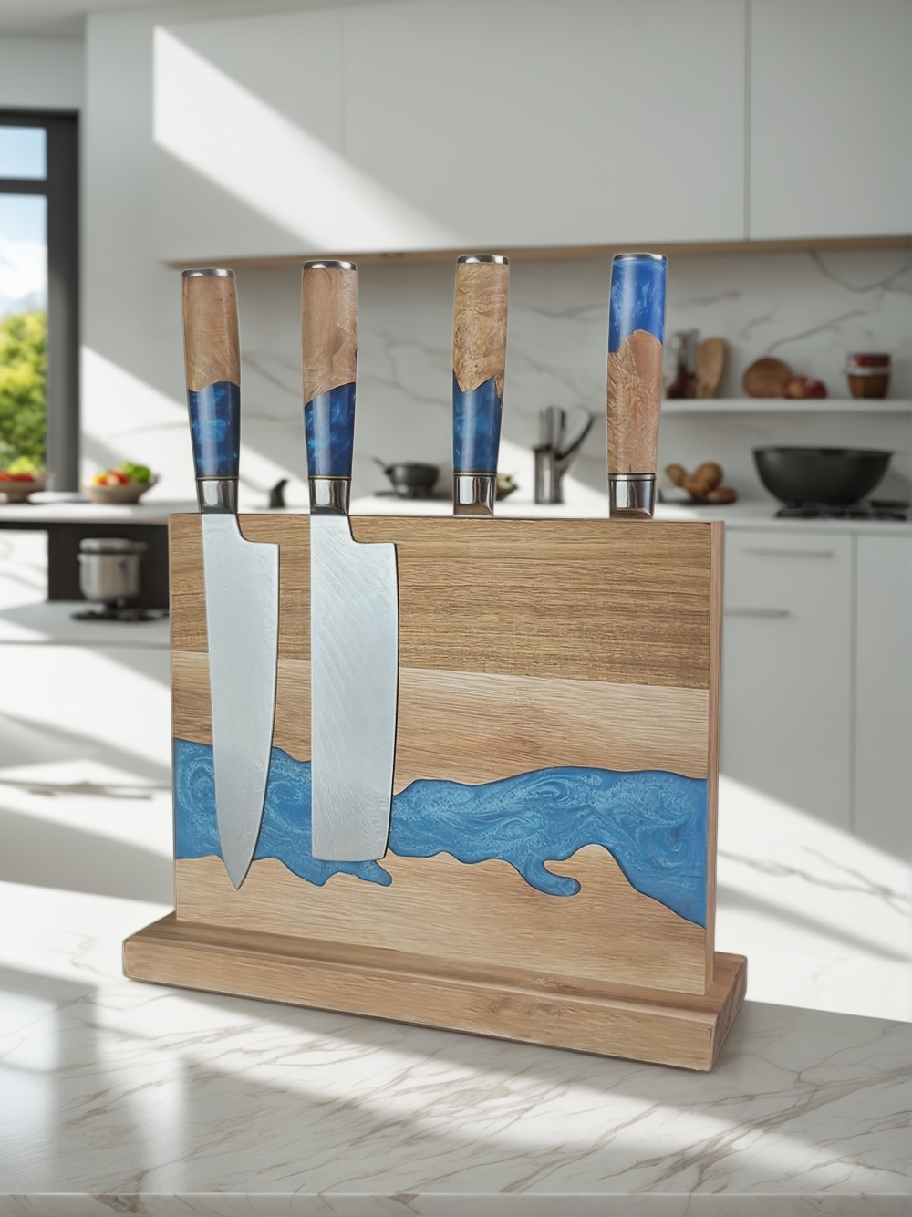 magnetic knife block, magnetic knife holder, magnetic knife storage, magnetic knife rack, kitchen knife organizer, modern knife block, magnetic block for knives