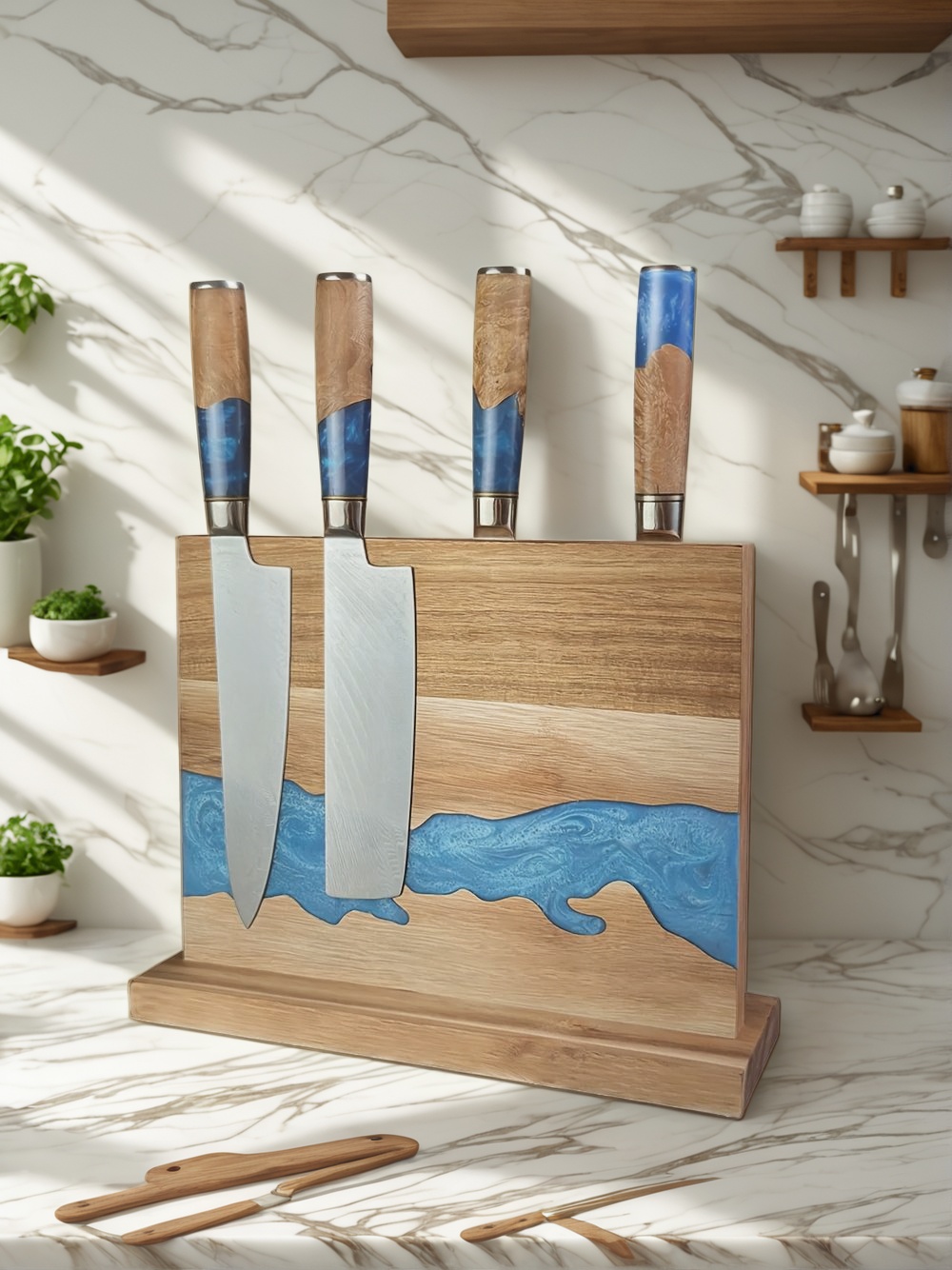 magnetic knife block, magnetic knife holder, magnetic knife storage, magnetic knife rack, kitchen knife organizer, modern knife block, magnetic block for knives