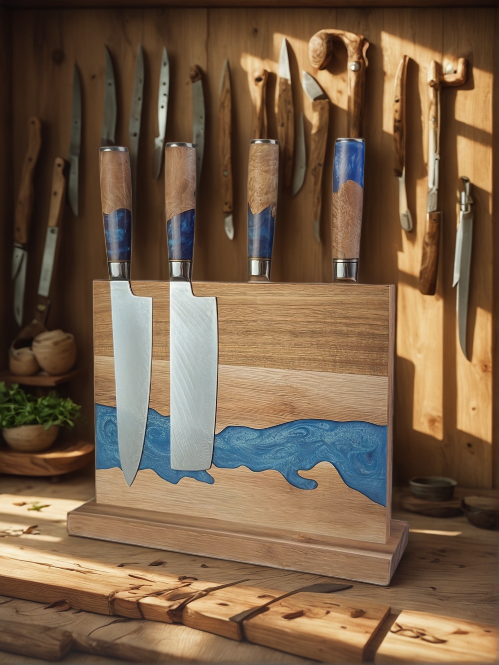 Magnetic Knife Block, Kitchen Knife Storage, Magnetic Knife Holder, Knife Block Stand, Magnetic Knife Rack, Magnetic Knife Organizer, Wooden Magnetic Knife Block