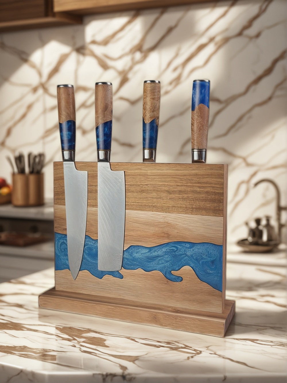 Magnetic Knife Block, Kitchen Knife Storage, Magnetic Knife Holder, Knife Block Stand, Magnetic Knife Rack, Magnetic Knife Organizer, Wooden Magnetic Knife Block