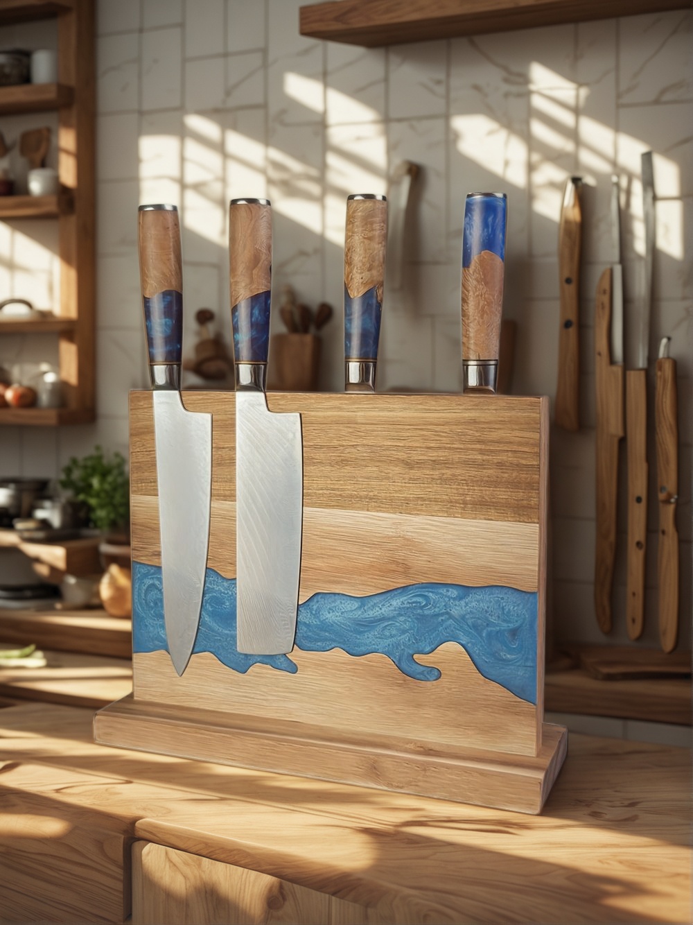 Magnetic Knife Block, Kitchen Knife Storage, Magnetic Knife Holder, Knife Block Stand, Magnetic Knife Rack, Magnetic Knife Organizer, Wooden Magnetic Knife Block