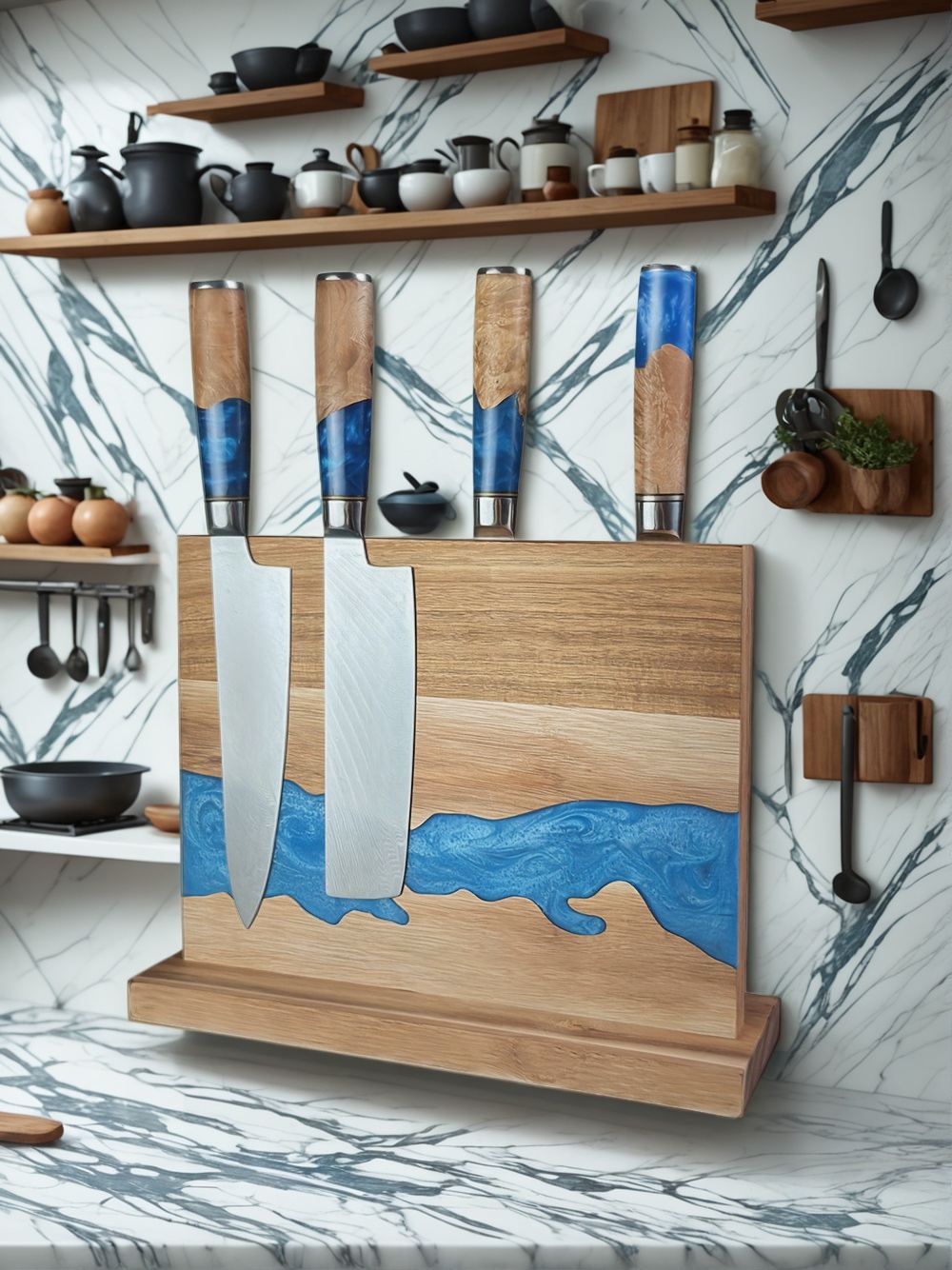 Magnetic Knife Block, Kitchen Knife Storage, Magnetic Knife Holder, Knife Block Stand, Magnetic Knife Rack, Magnetic Knife Organizer, Wooden Magnetic Knife Block