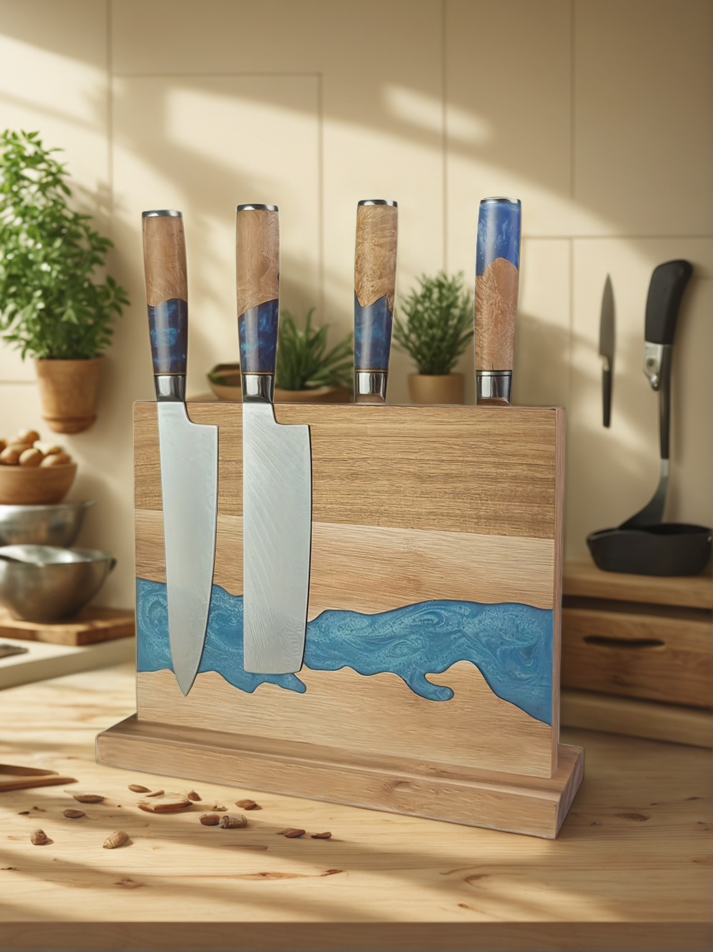 magnetic knife block, kitchen knife storage, magnetic knife holder, best magnetic knife block, space-saving knife block, wooden magnetic knife block, magnetic knife rack