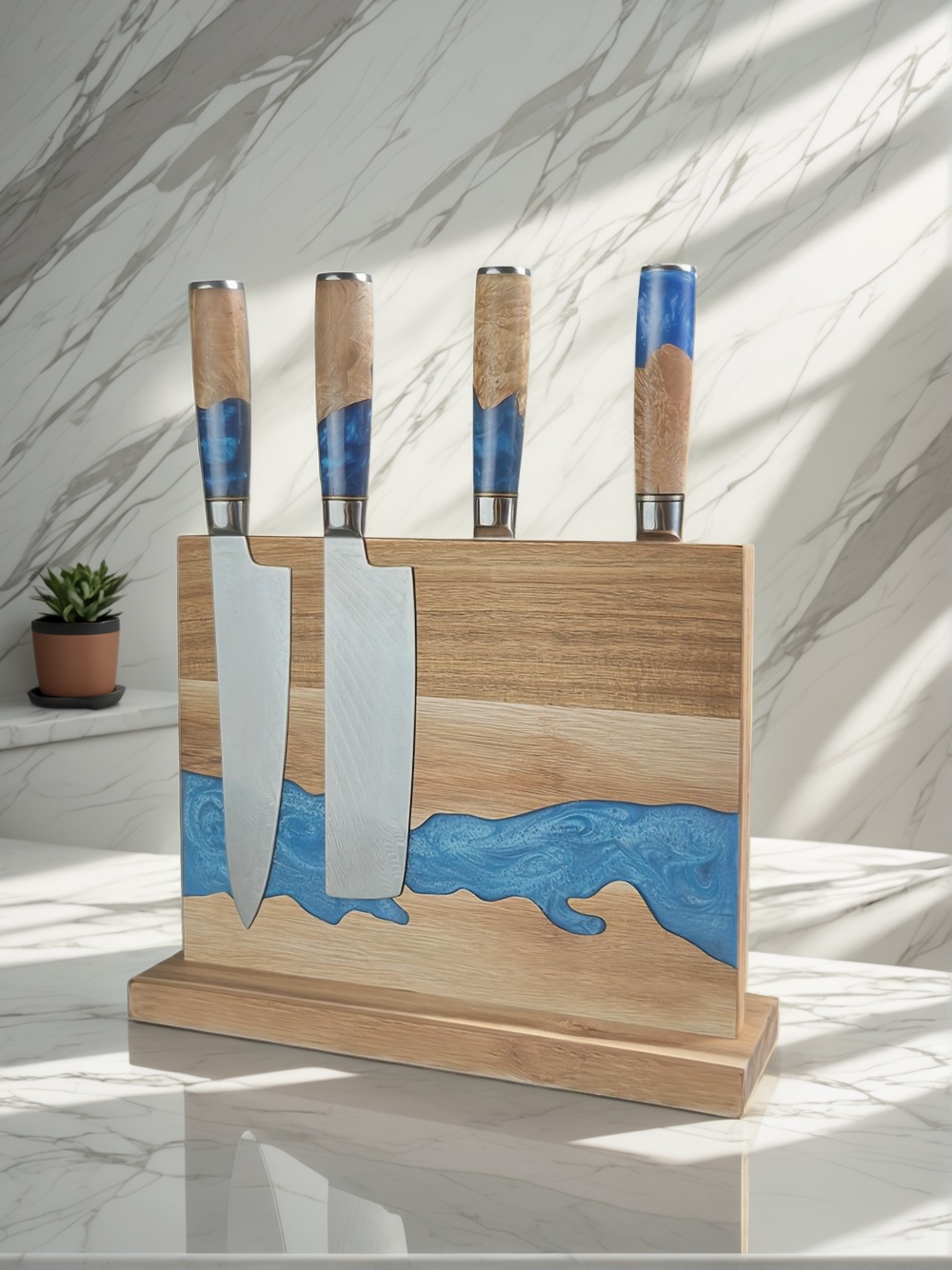 Magnetic Knife Block, Kitchen Knife Storage, Magnetic Knife Holder, Knife Block Stand, Magnetic Knife Rack, Magnetic Knife Organizer, Wooden Magnetic Knife Block