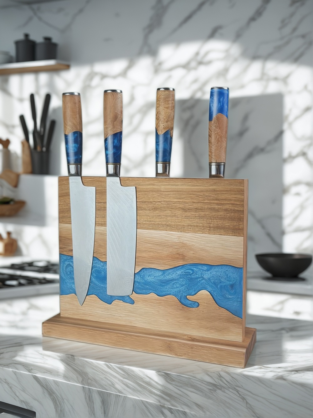 Magnetic Knife Block, Kitchen Knife Storage, Magnetic Knife Holder, Knife Block Stand, Magnetic Knife Rack, Magnetic Knife Organizer, Wooden Magnetic Knife Block