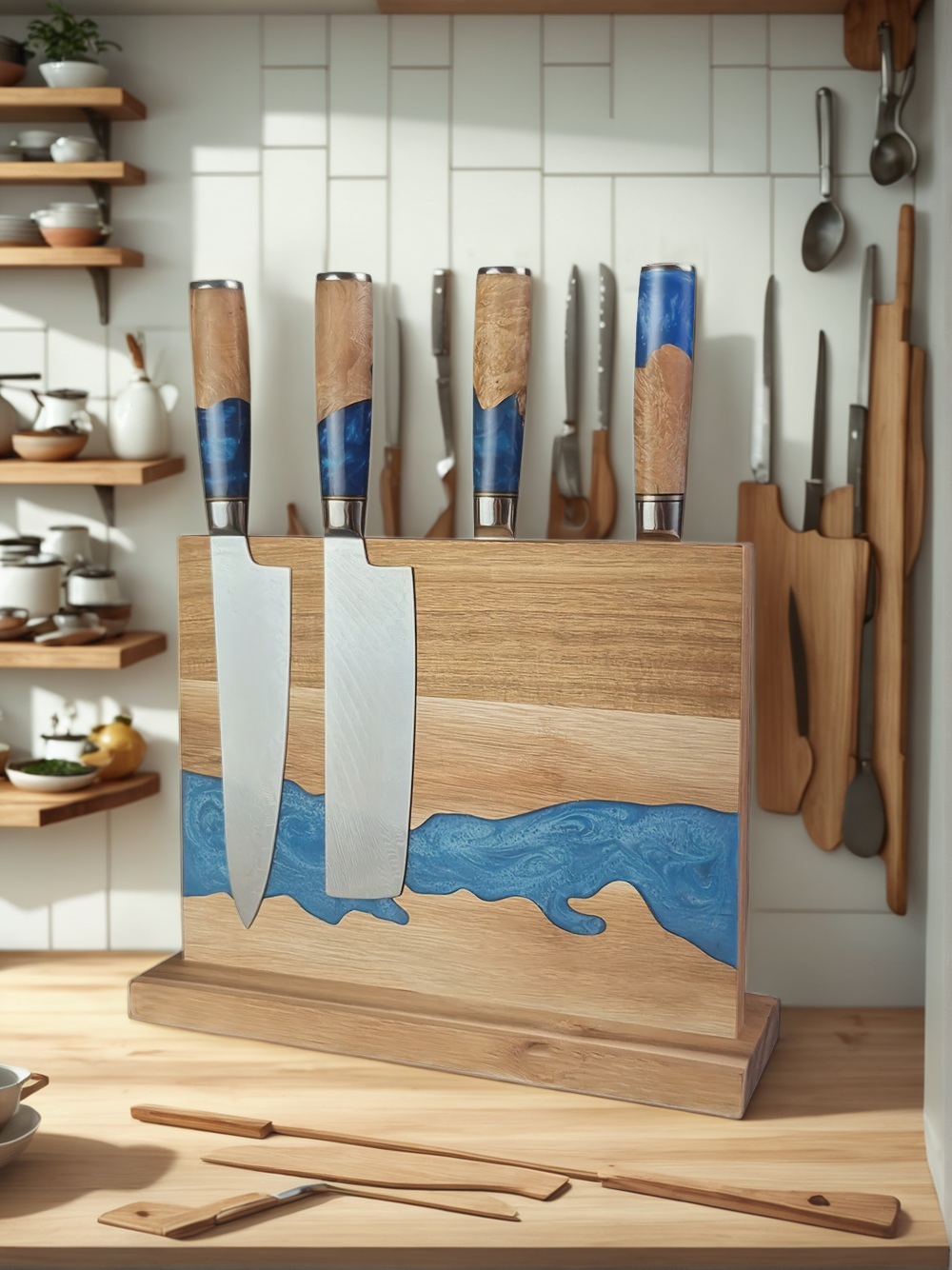 magnetic knife block, kitchen knife storage, magnetic knife holder, best magnetic knife block, space-saving knife block, wooden magnetic knife block, magnetic knife rack