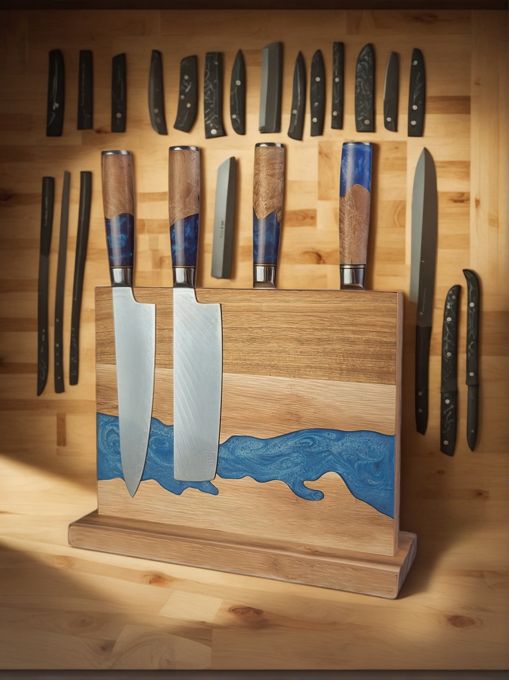 Magnetic Knife Block, Kitchen Knife Storage, Magnetic Knife Holder, Knife Block Stand, Magnetic Knife Rack, Magnetic Knife Organizer, Wooden Magnetic Knife Block