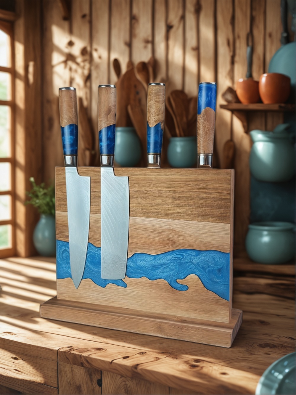 Magnetic Knife Block, Kitchen Knife Storage, Magnetic Knife Holder, Knife Block Stand, Magnetic Knife Rack, Magnetic Knife Organizer, Wooden Magnetic Knife Block