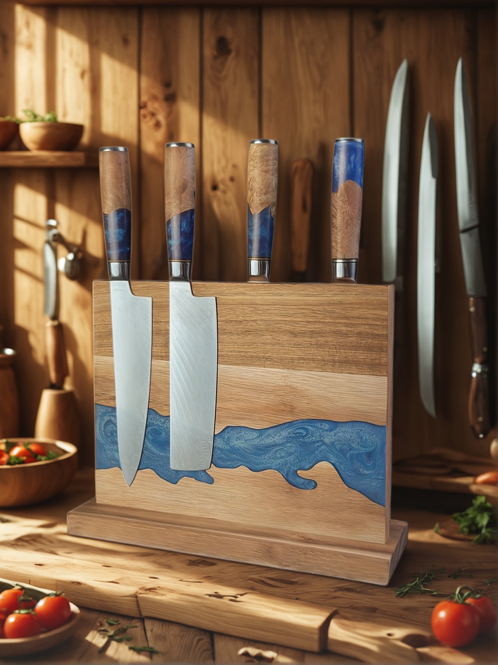 Magnetic Knife Block, Kitchen Knife Storage, Magnetic Knife Holder, Knife Block Stand, Magnetic Knife Rack, Magnetic Knife Organizer, Wooden Magnetic Knife Block