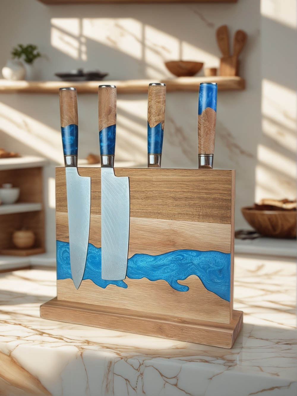 Magnetic Knife Block, Kitchen Knife Storage, Magnetic Knife Holder, Knife Block Stand, Magnetic Knife Rack, Magnetic Knife Organizer, Wooden Magnetic Knife Block