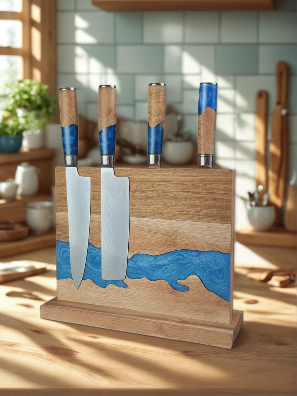 Magnetic Knife Block, Kitchen Knife Storage, Magnetic Knife Holder, Knife Block Stand, Magnetic Knife Rack, Magnetic Knife Organizer, Wooden Magnetic Knife Block