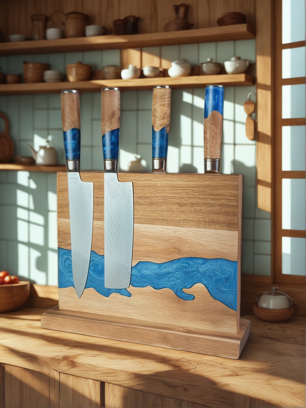 Magnetic Knife Block, Kitchen Knife Storage, Magnetic Knife Holder, Knife Block Stand, Magnetic Knife Rack, Magnetic Knife Organizer, Wooden Magnetic Knife Block