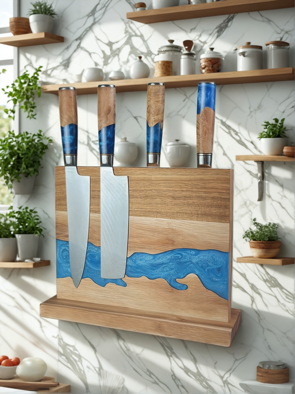 magnetic knife block, magnetic knife holder, best magnetic knife block, magnetic knife storage, kitchen organization, magnetic knife rack, modern knife block