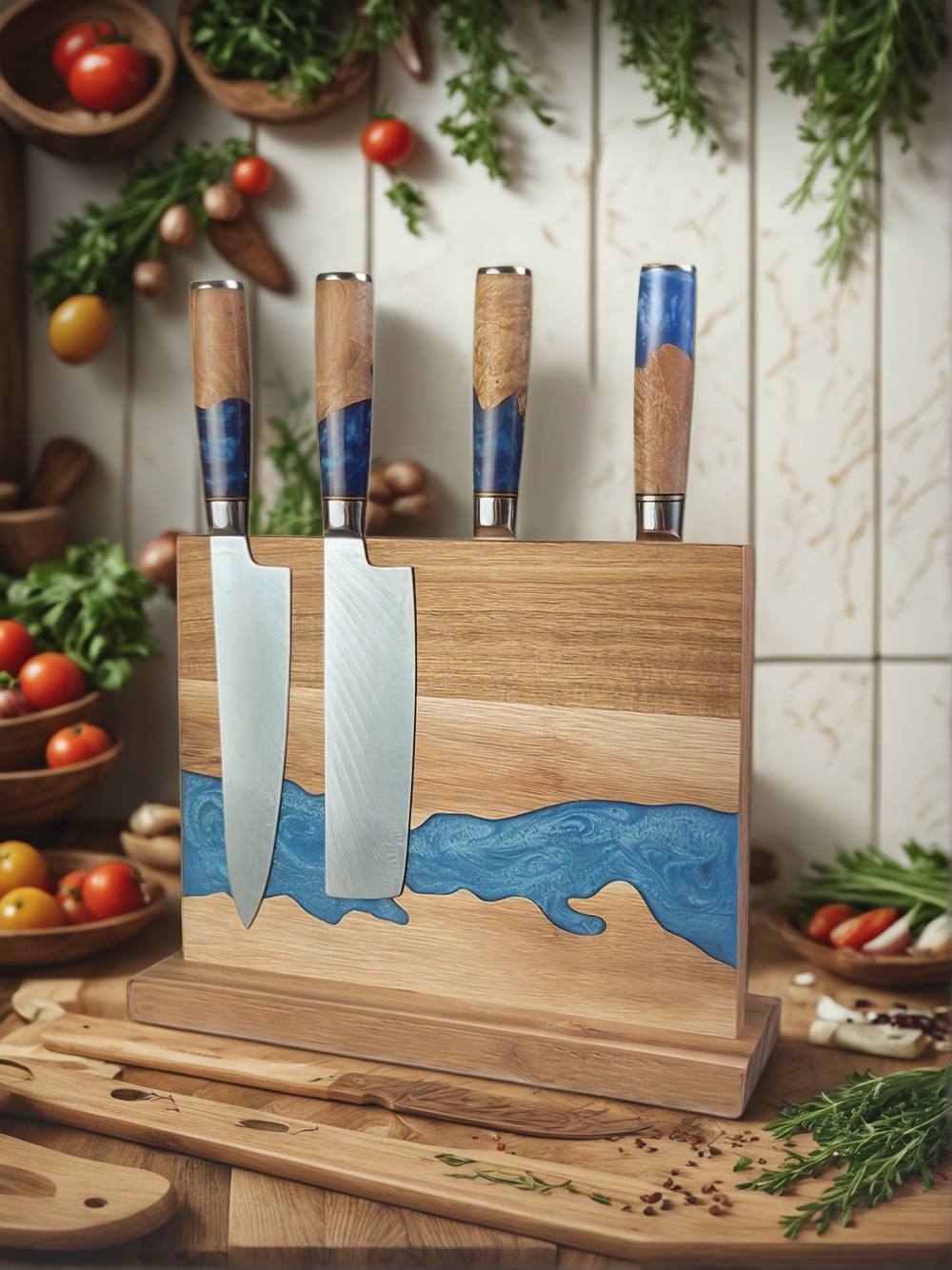 Magnetic Knife Block, Kitchen Knife Storage, Magnetic Knife Holder, Knife Block Stand, Magnetic Knife Rack, Magnetic Knife Organizer, Wooden Magnetic Knife Block