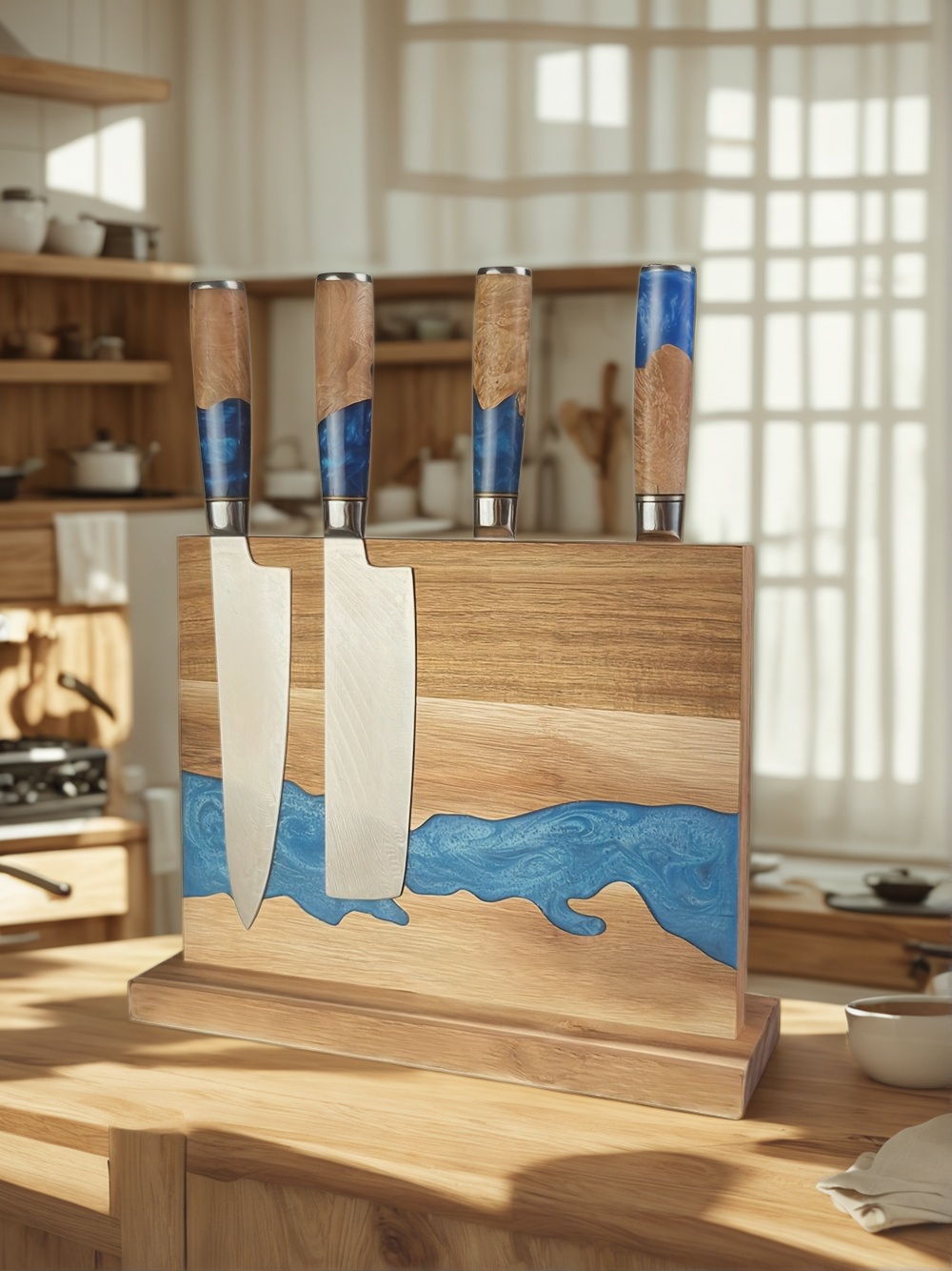 Magnetic Knife Block, Kitchen Knife Storage, Magnetic Knife Holder, Knife Block Stand, Magnetic Knife Rack, Magnetic Knife Organizer, Wooden Magnetic Knife Block