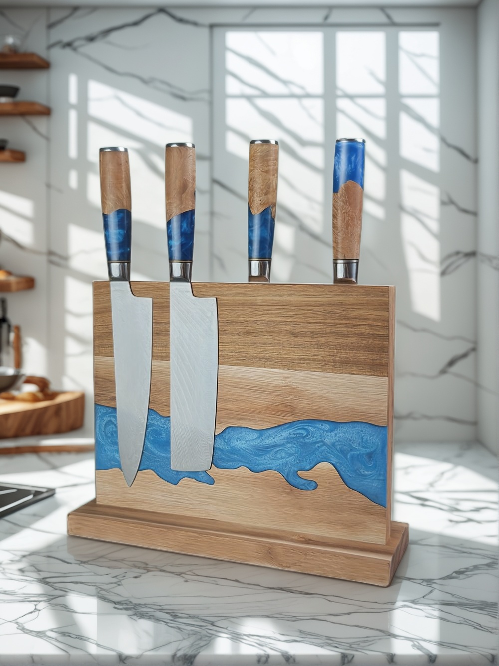 Magnetic Knife Block, Kitchen Knife Storage, Magnetic Knife Holder, Knife Block Stand, Magnetic Knife Rack, Magnetic Knife Organizer, Wooden Magnetic Knife Block