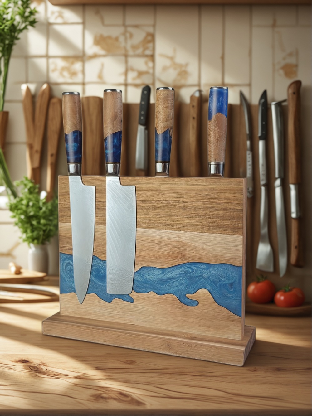 Magnetic Knife Block, Kitchen Knife Storage, Magnetic Knife Holder, Knife Block Stand, Magnetic Knife Rack, Magnetic Knife Organizer, Wooden Magnetic Knife Block