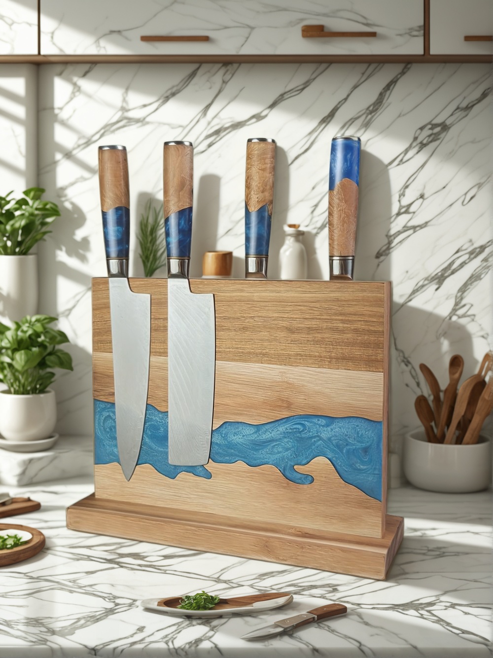 magnetic knife block, magnetic knife holder, best magnetic knife block, magnetic knife storage, kitchen organization, magnetic knife rack, modern knife block