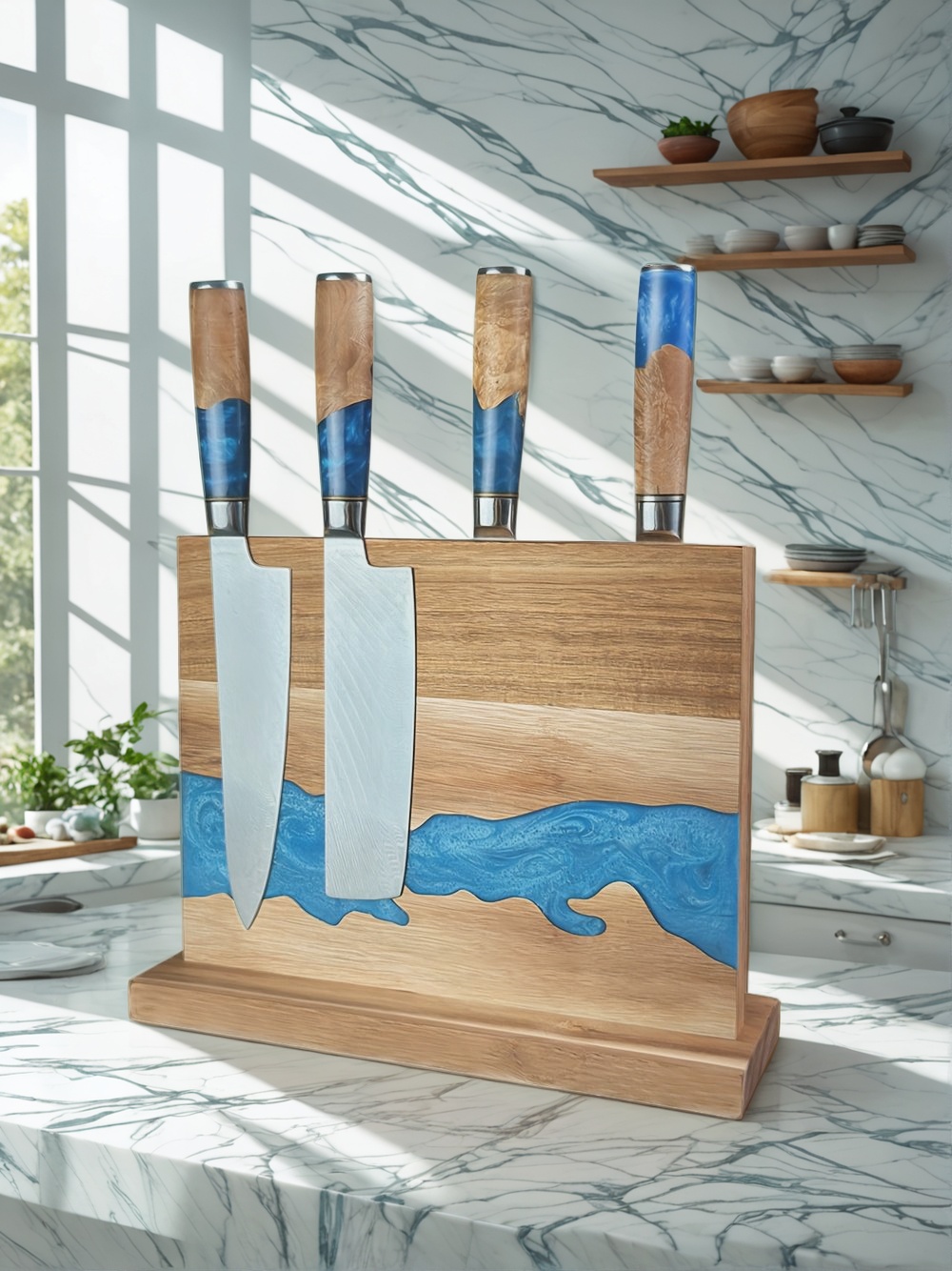 Magnetic Knife Block, Kitchen Knife Storage, Magnetic Knife Holder, Knife Block Stand, Magnetic Knife Rack, Magnetic Knife Organizer, Wooden Magnetic Knife Block