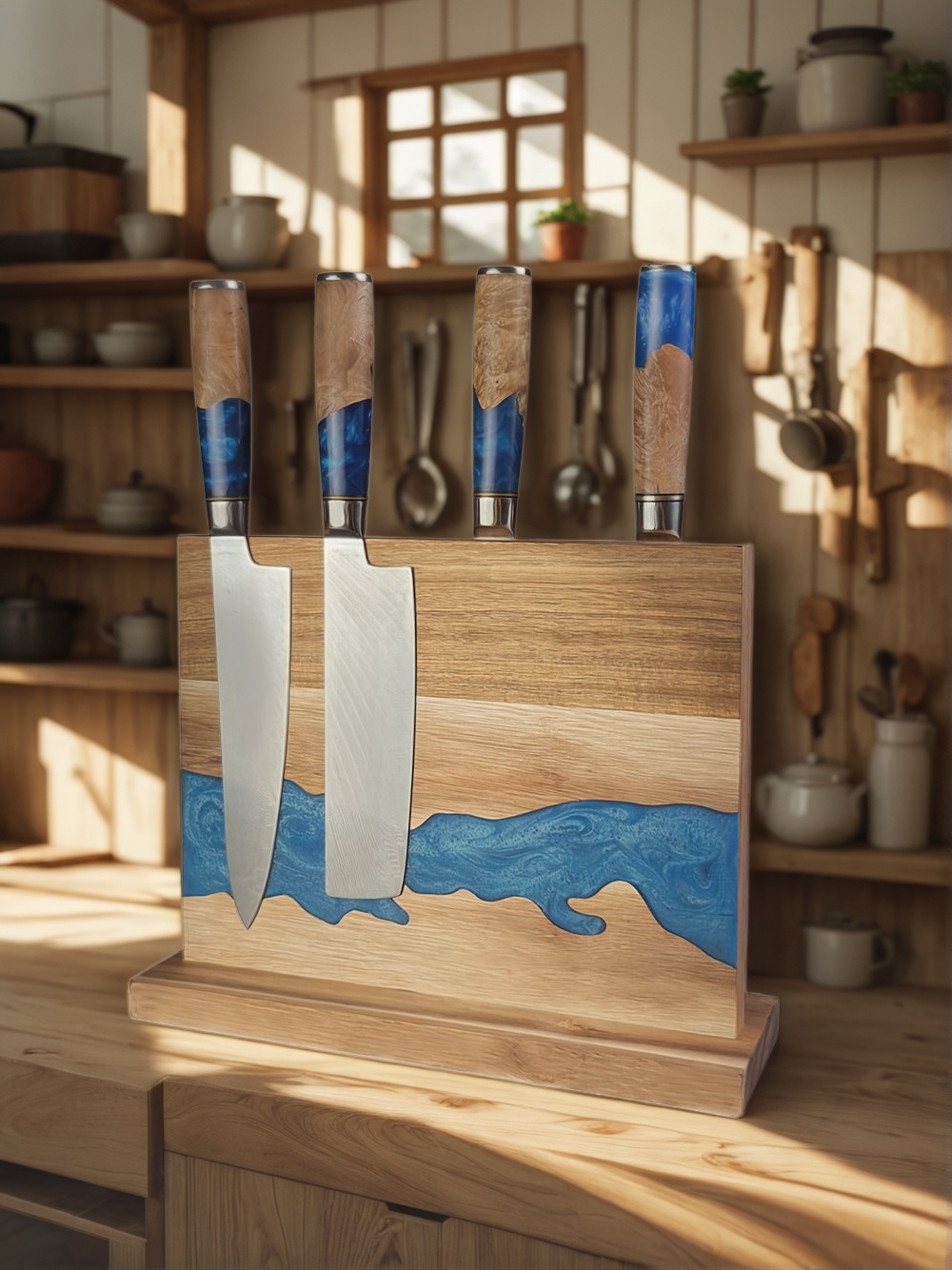 Magnetic Knife Block, Kitchen Knife Storage, Magnetic Knife Holder, Knife Block Stand, Magnetic Knife Rack, Magnetic Knife Organizer, Wooden Magnetic Knife Block