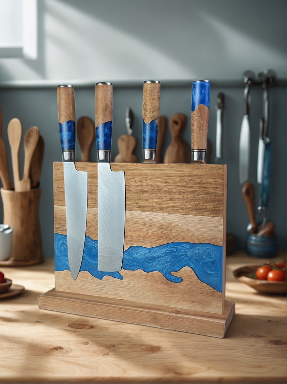 Magnetic Knife Block, Kitchen Knife Storage, Magnetic Knife Holder, Knife Block Stand, Magnetic Knife Rack, Magnetic Knife Organizer, Wooden Magnetic Knife Block