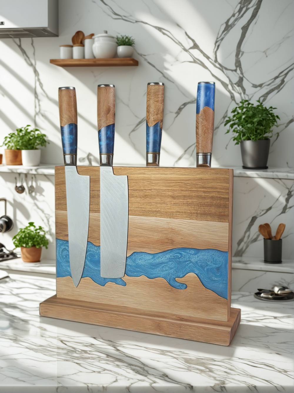Magnetic Knife Block, Kitchen Knife Storage, Magnetic Knife Holder, Knife Block Stand, Magnetic Knife Rack, Magnetic Knife Organizer, Wooden Magnetic Knife Block