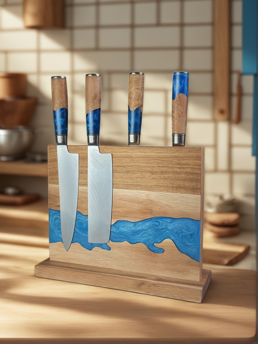 magnetic knife block, magnetic knife holder, magnetic knife storage, magnetic knife rack, kitchen knife organizer, modern knife block, magnetic block for knives