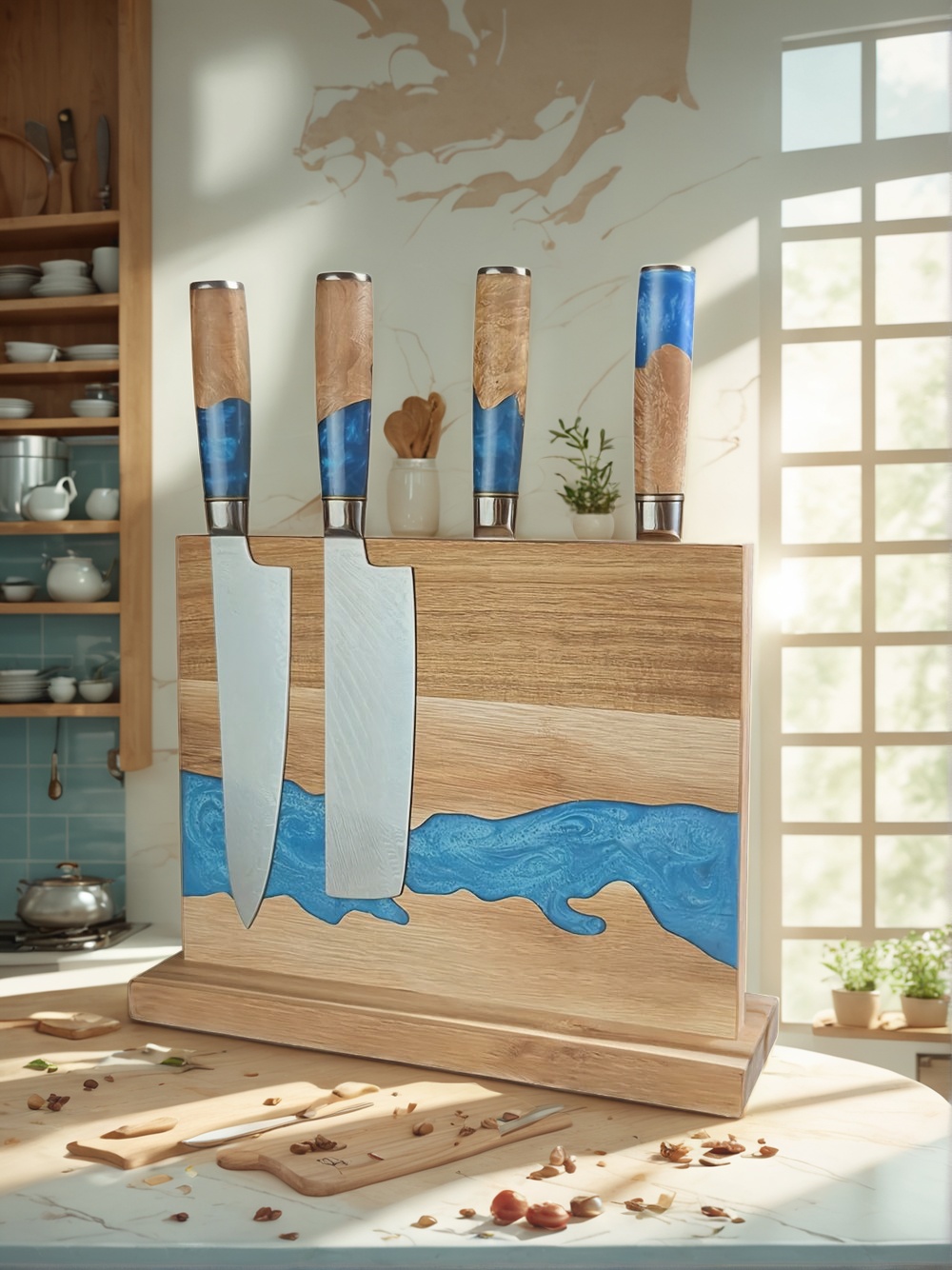 magnetic knife block, magnetic knife holder, magnetic knife storage, magnetic knife rack, kitchen knife organizer, modern knife block, magnetic block for knives