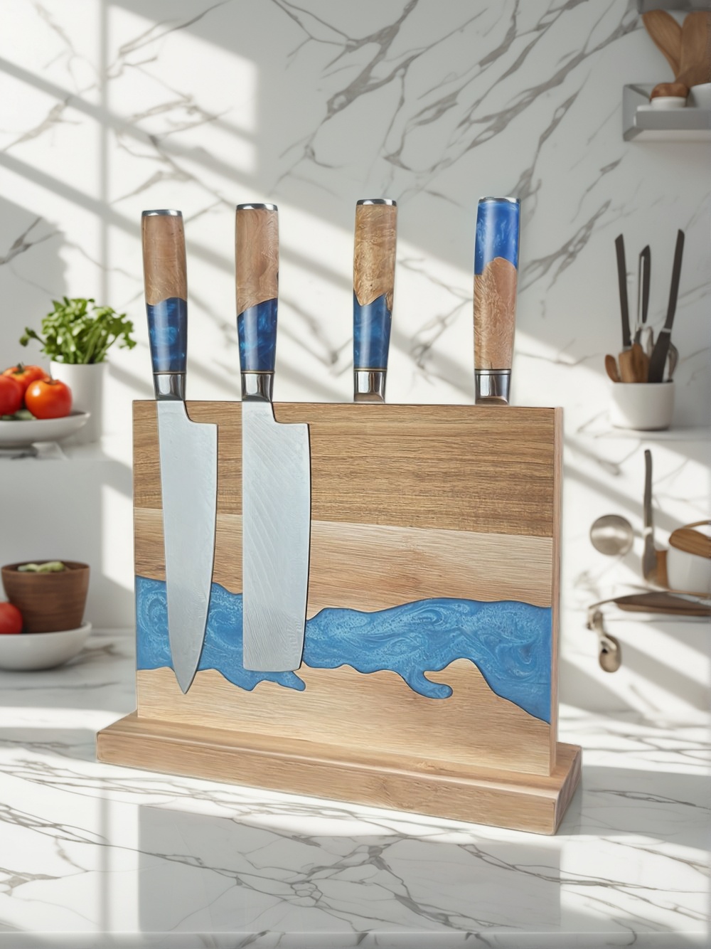 Magnetic Knife Block, Kitchen Knife Storage, Magnetic Knife Holder, Knife Block Stand, Magnetic Knife Rack, Magnetic Knife Organizer, Wooden Magnetic Knife Block