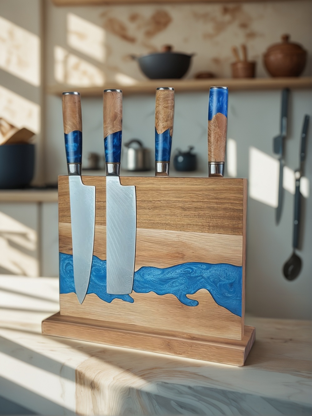 Magnetic Knife Block, Kitchen Knife Storage, Magnetic Knife Holder, Knife Block Stand, Magnetic Knife Rack, Magnetic Knife Organizer, Wooden Magnetic Knife Block