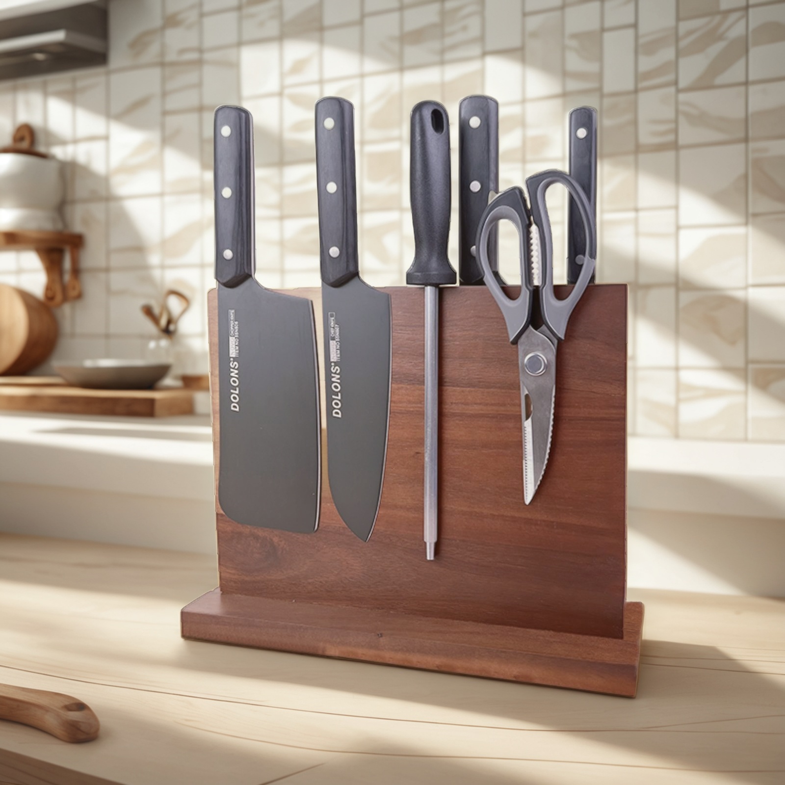 Knife Block with Magnet, Magnetic Knife Rack, Magnetic Knife Holder, Magnetic Knife Block
